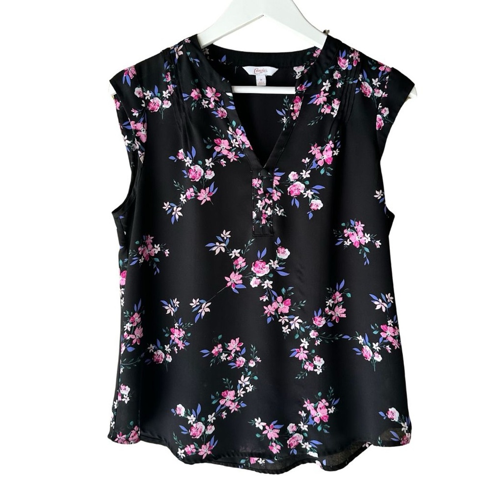 Candie's Pink and Purple Sleeveless Blouse with Mandarin Collar